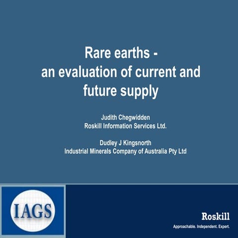 Rare Earths - An Evaluation of Current and Future Supply | PDF