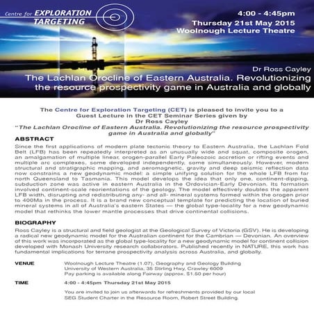 Lachlan Orogen of Eastern Australia - Ross Cayley - CET Seminar - 21st May 2015