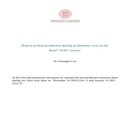 Andrea Rossi E-cat Report