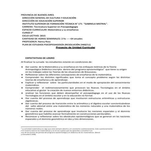 Ross mate y su enseñanza puc