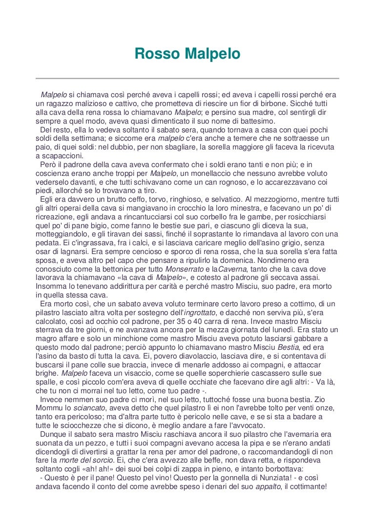 Rosso Malpelo Analisi Del Testo