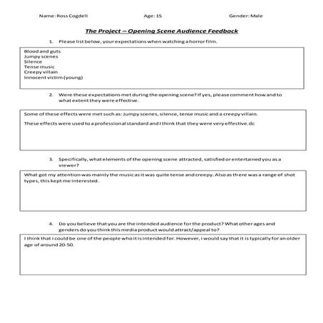 Ross's questionnaire