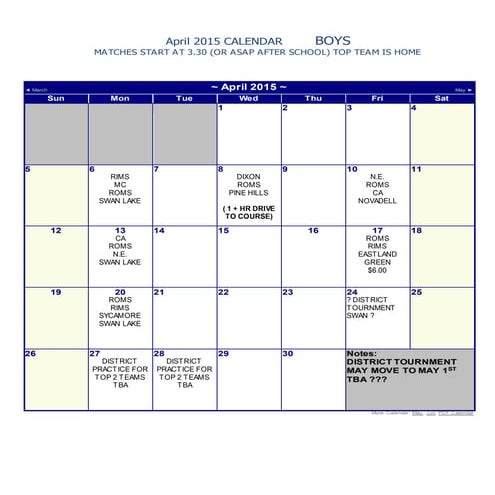 Rossview golf boys april 2015-calendar