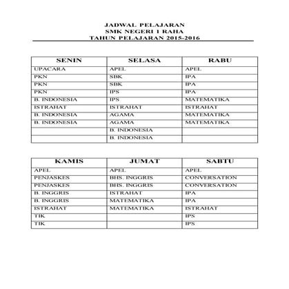 Roster pelajaran | PDF