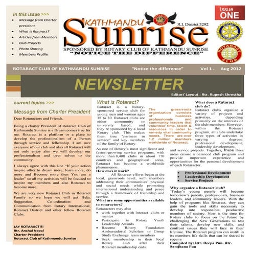 Rotaract club of Kathmandu Sunrise Newsletter- r shrestha-upload