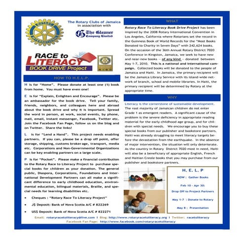 Rotary Race To Literacy Information Sheet