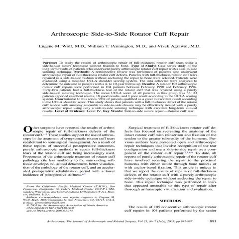 Modified Mason-Allen Technique For Rotator Cuff Repair | PDF