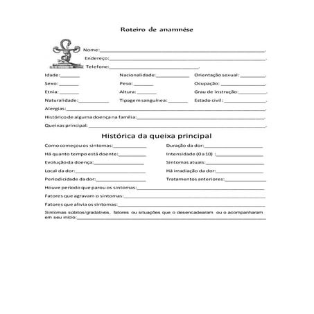 Roteiro de anamnese