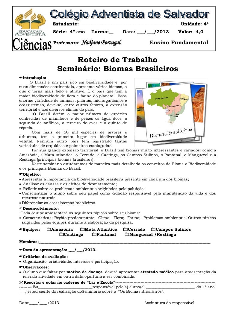 Atividades Sobre Biomas Brasileiros 4 Ano Com Gabarito