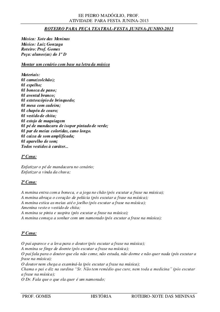 Exemplo De Roteiro De Peça Teatral Novo Exemplo