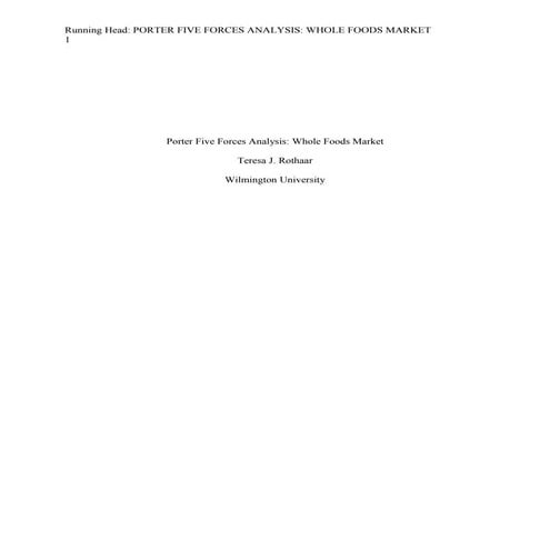 Porter Five Forces Analysis of Whole Foods Market