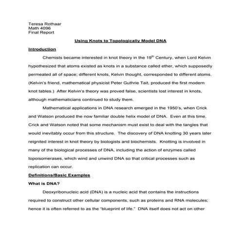 Applications of Knot Theory to DNA (Document)
