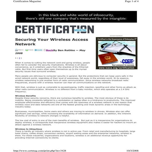 Rothke   Securing Your Wireless Access Network