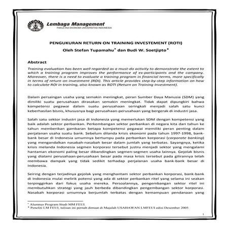 Cara Menghitung Return of Training Investment