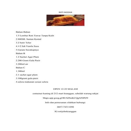 Roti mozaik 0857-74511090 | PDF