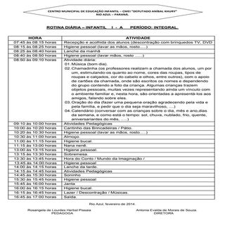 Rotina  educação infantil