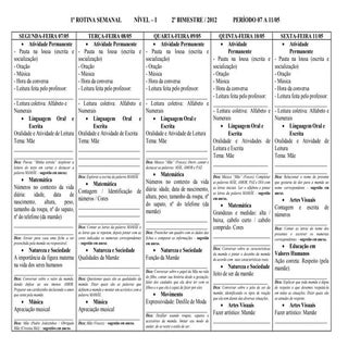 Rotinas semanais  nível i    2º bim...