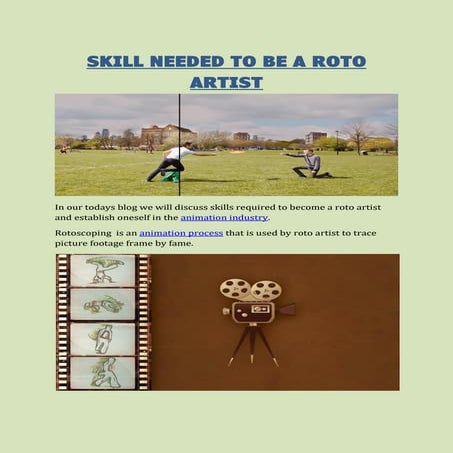 SKILL NEEDED TO BE A ROTO ARTIST
