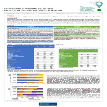 M.C. Pellicani, A. Rotondo, R.A. Palumbo, M. Carbonara, Formazione e mercato del lavoro: diversità di percorsi tra italiani e stranieri