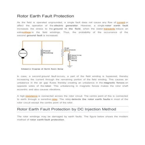 Rotor earth fault protection of electric generator