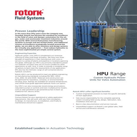 Rotork Fluid Systems Hydraulic Unit