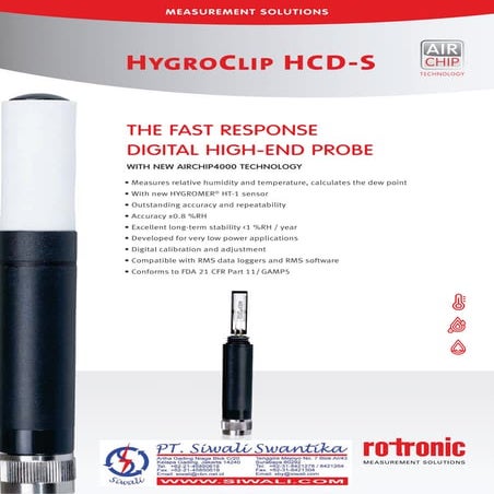 Rotronic Data Sheet HygroClip HCD-S | PDF