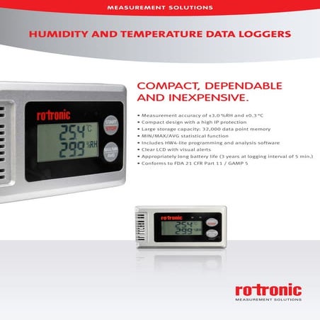 Rotronic HL 1D Humidity & Temperature logger - Spec Sheet