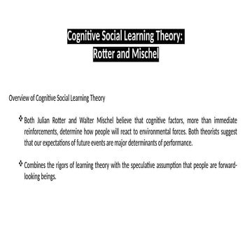 Rotter and Mischel Cognitive Social Learning Theory | PDF