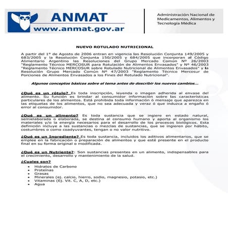 Rotulado nutricional anmat.gov