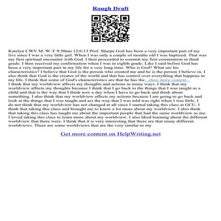 Rough Draft Essay Example | PDF