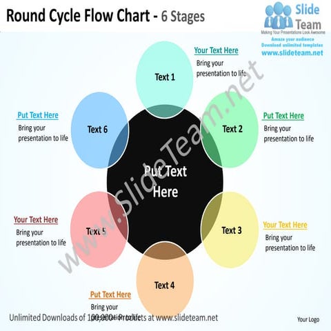 Round cycle flow chart 6 stages powerpoint templates 0712