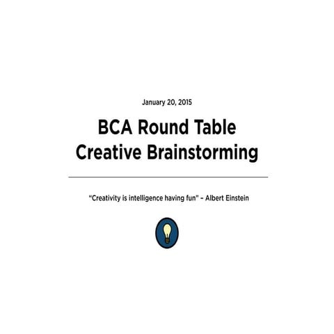 BCA Round Table: Creative Brainstorming
