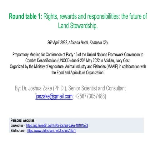 Rights, rewards and responsibilities: the future of Land Stewardship. Land restoration: A path to sustainable post-pandemic recovery. The Big Dry: From disaster to drought resilience.