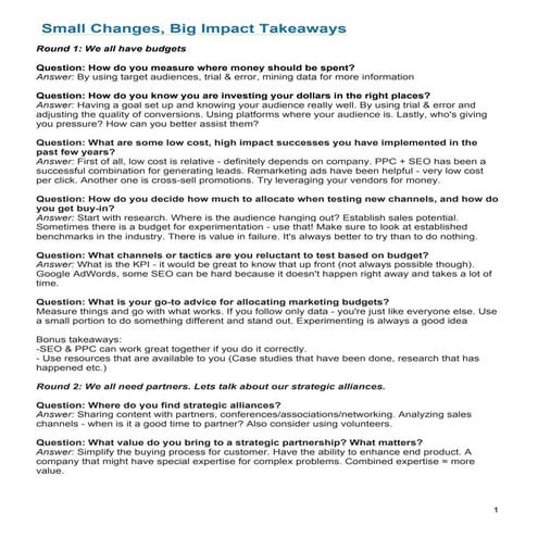 Roundtable session 2 Takeaways