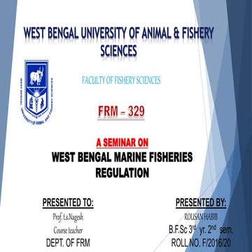 WEST BENGAL MARINE FISHERIES REGULATION