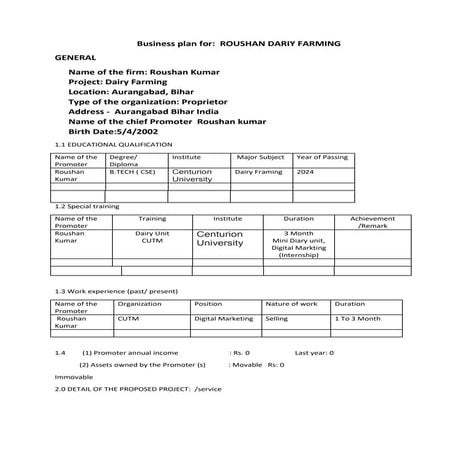 Roushan Kumar Business Plane.docx centurion university of technology and mana...