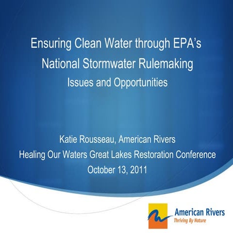 Ensuring Clean Water Through Stormwater Rulemaking