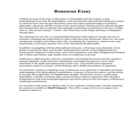 Rousseau Essay. McDougle Technical Institute