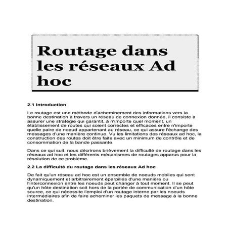 Routage dans les réseaux ad hoc