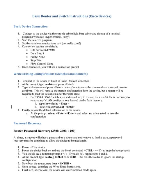 Router and switch basics configuration | PDF