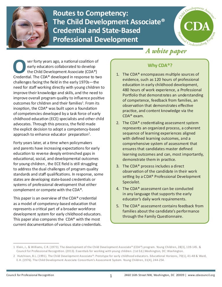 Routes To Competency The Child Development Associate Credential And