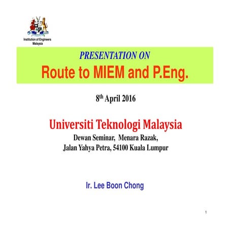 Route to miem and p eng