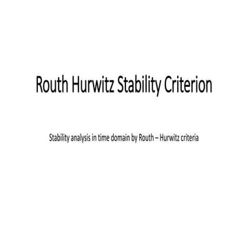 Routh hurwitz stability criterion