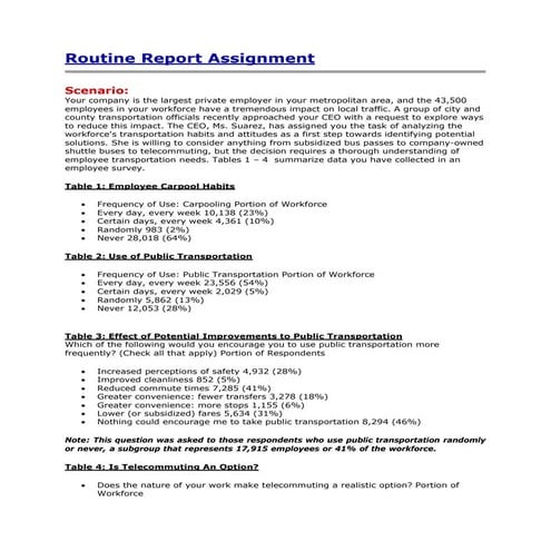 Routine report assignment