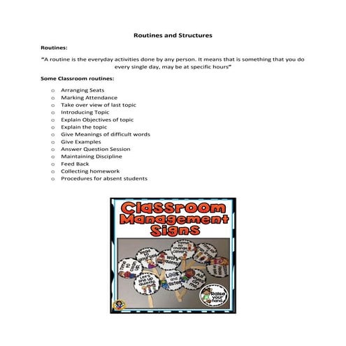 Routines and structures in making classroom community