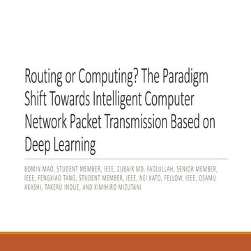 Routing or Computing? The Paradigm Shift Towards Intelligent Computer Network...