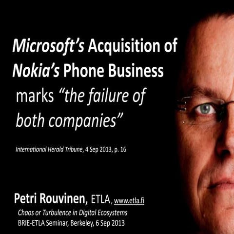 Microsoft's Acquisition of Nokia's Phone Business marks "the failure of both ...