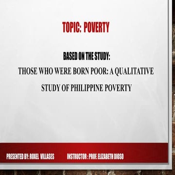 Title: Those Who Were Born Poor: A Qualitative Study of Philippine ...