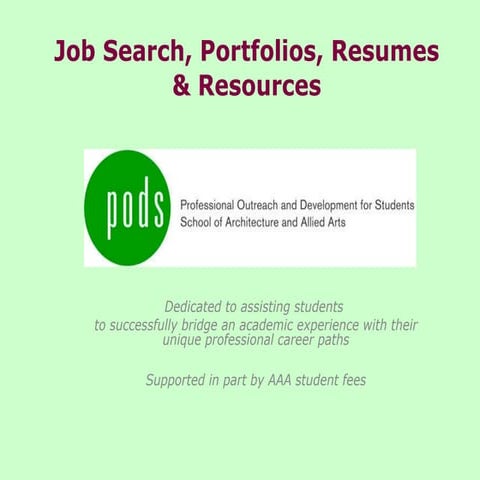 Resumes and Portfolios