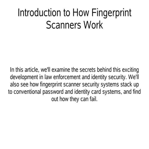 How Fingerprint Scanner Work | PDF